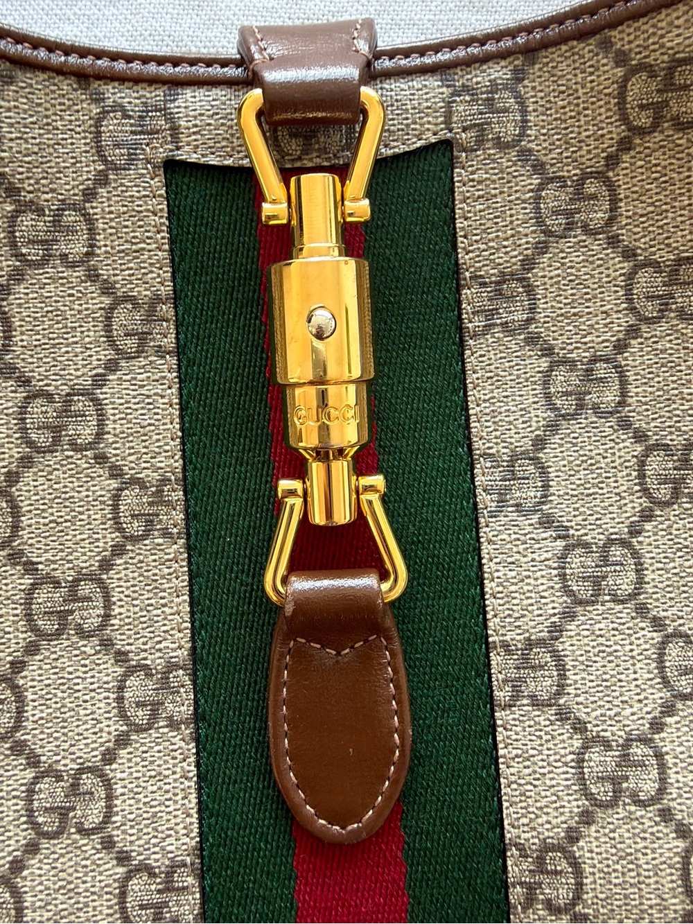 Gucci Brown GG Canvas Shoulder Bag with Green-Red Web Stripe - Picture 8 of 8